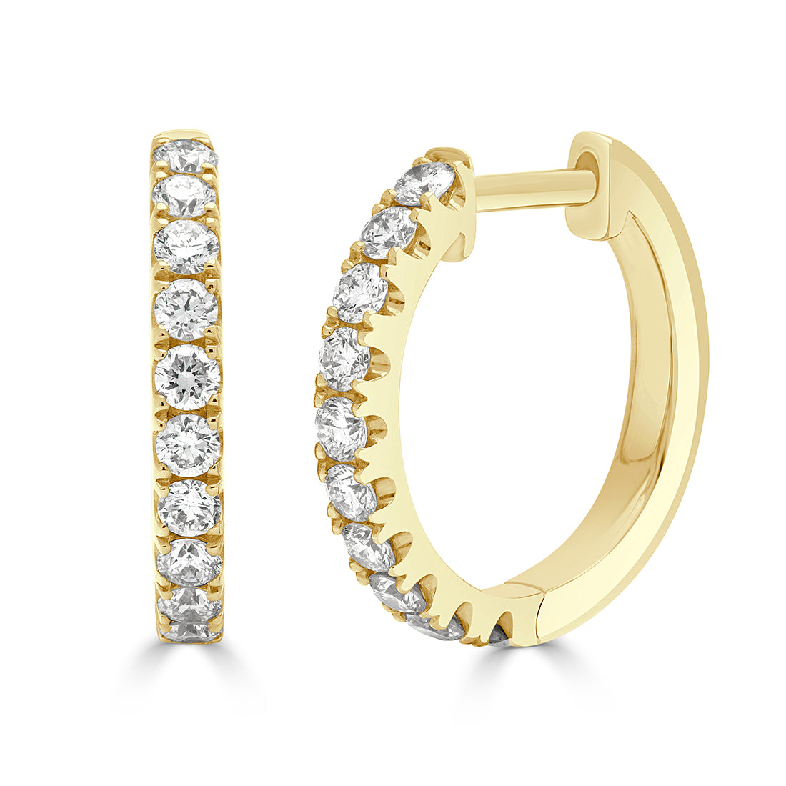 Round Brilliant Cut Shared Claw Huggie Earrings