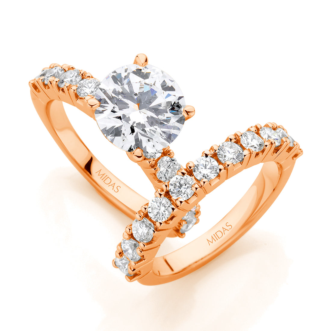 Round Brilliant Solitaire with Claw Set Engagement & Wedding Band Set