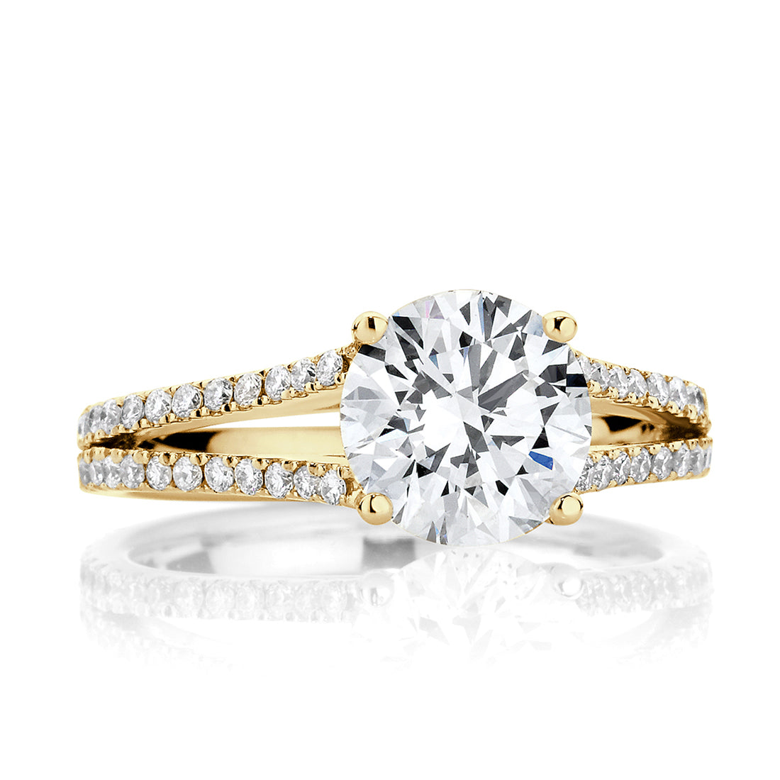 LG Round Brilliant Cut Split Shank Pavé Lab Grown Diamond Engagement Ring
