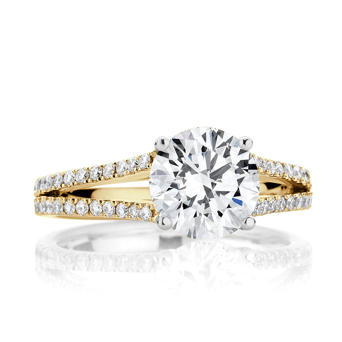 LG Round Brilliant Cut Split Shank Pavé Lab Grown Diamond Engagement Ring