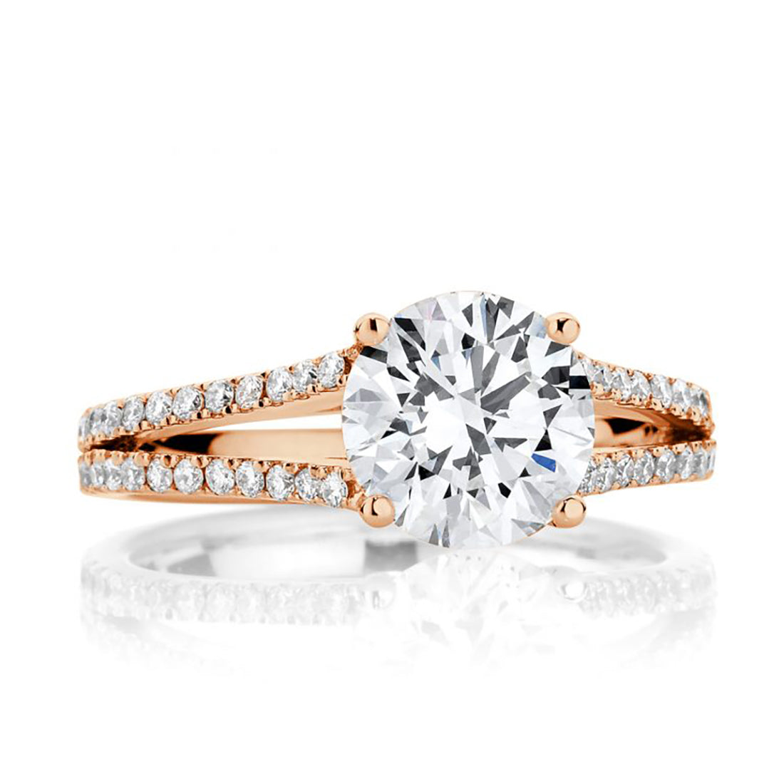 LG Round Brilliant Cut Split Shank Pavé Lab Grown Diamond Engagement Ring