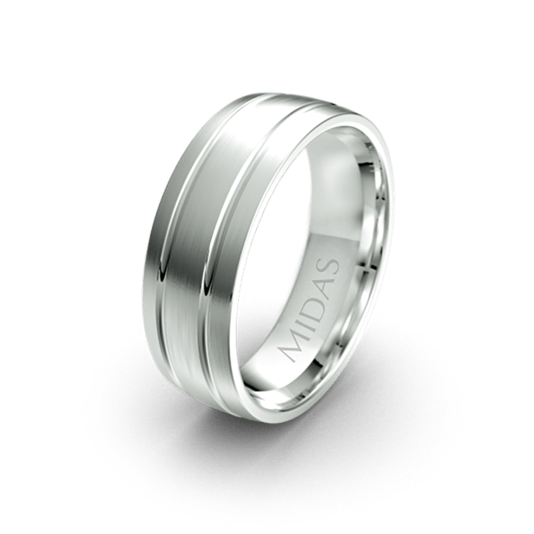 Sleek Band with Twin Polished Groves Wedding Band