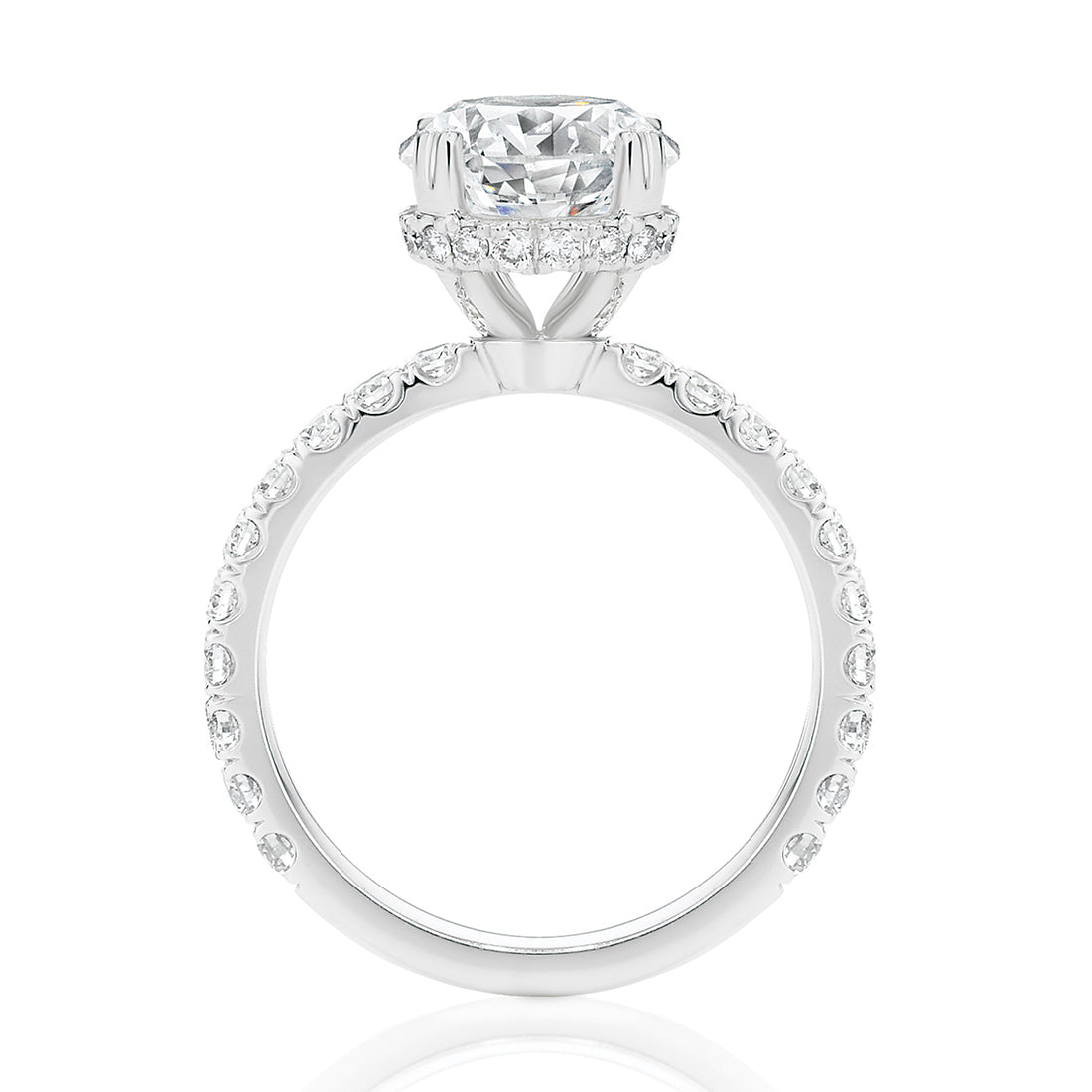 Round Brilliant Cut with a Cut Claw Diamond Band Engagement Ring