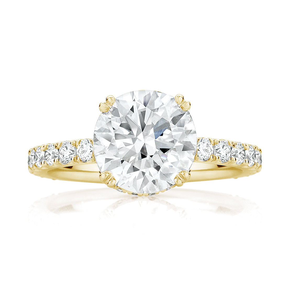 Round Brilliant Cut with a Cut Claw Diamond Band Engagement Ring