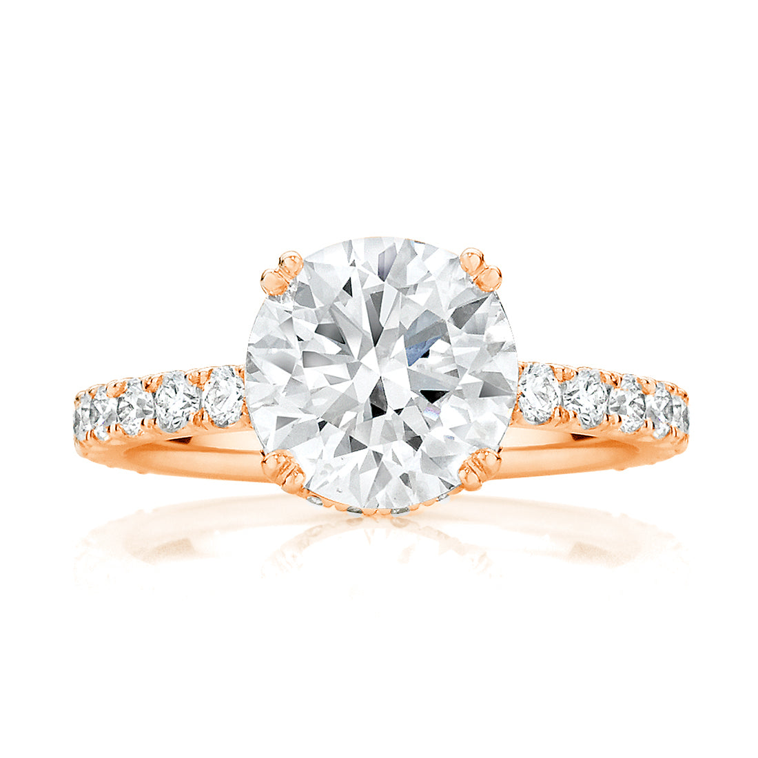 Round Brilliant Cut with a Cut Claw Diamond Band Engagement Ring
