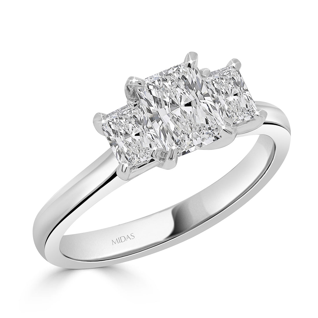 Radiant Cut Trilogy Engagement Ring