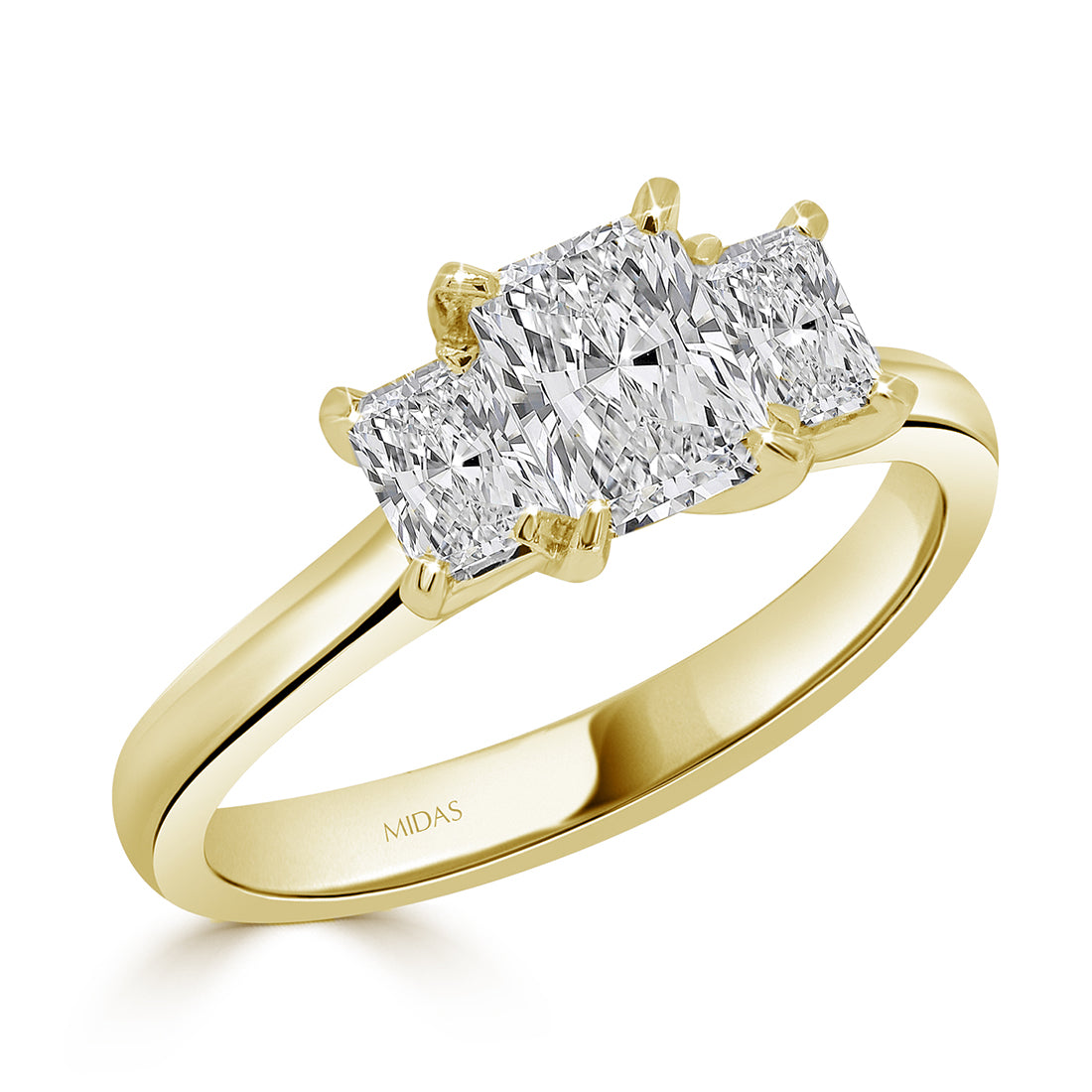 Radiant Cut Trilogy Engagement Ring