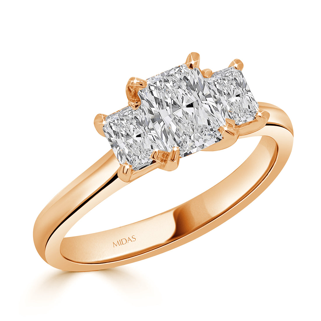 Radiant Cut Trilogy Engagement Ring