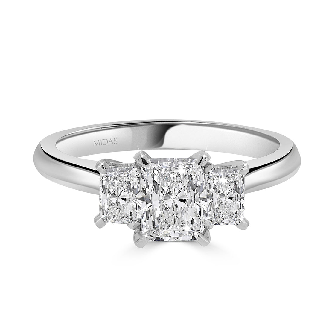 Radiant Cut Trilogy Engagement Ring