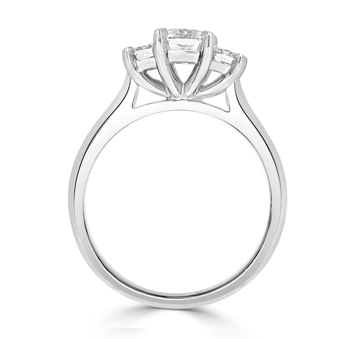 Radiant Cut Trilogy Engagement Ring
