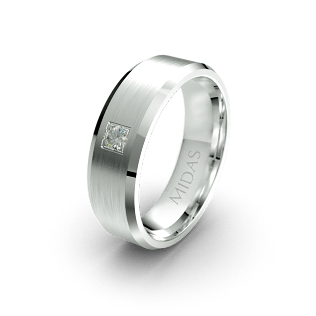 Princess Cut with Bevelled Edge Diamond Accent Wedding Band