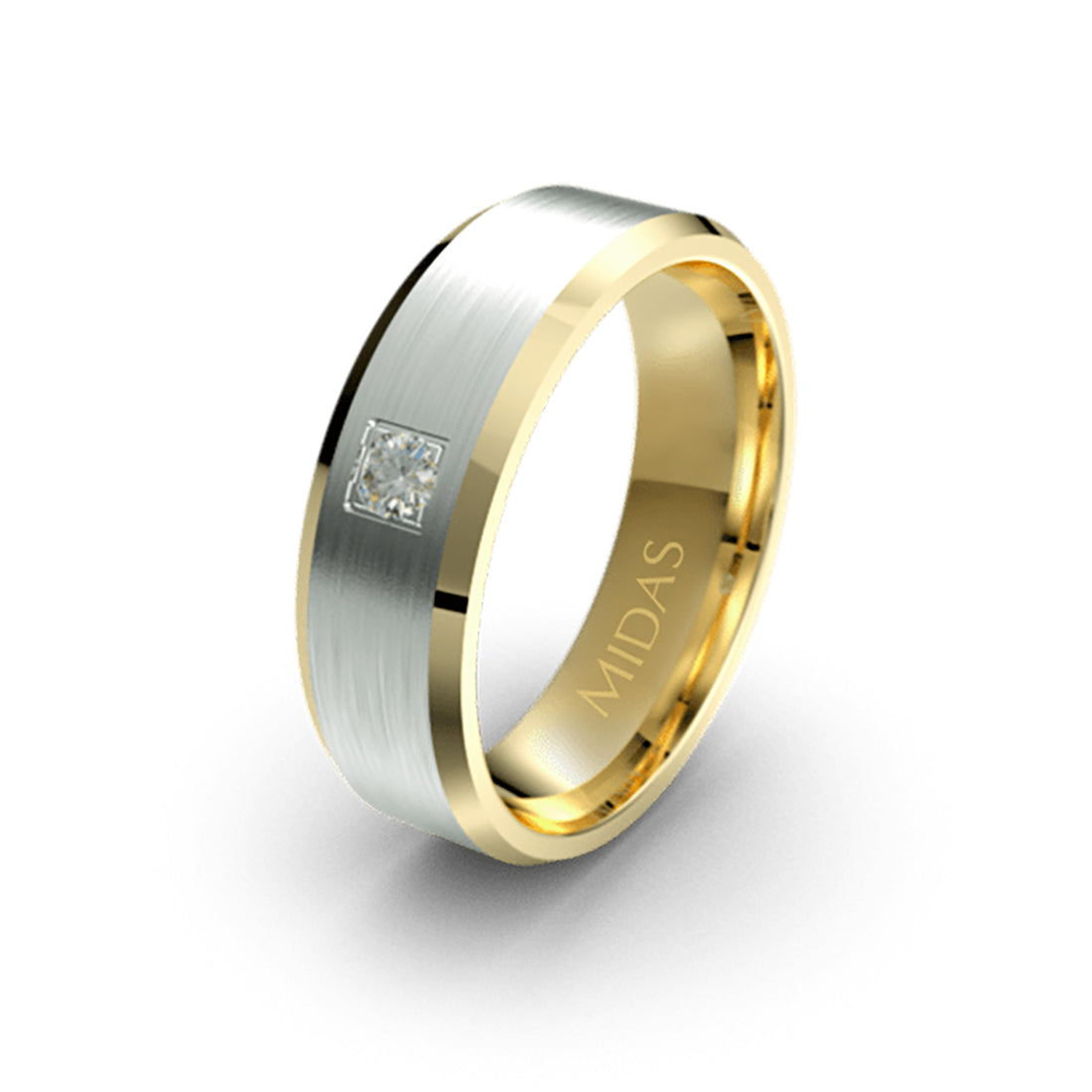 Princess Cut with Bevelled Edge Diamond Accent Wedding Band