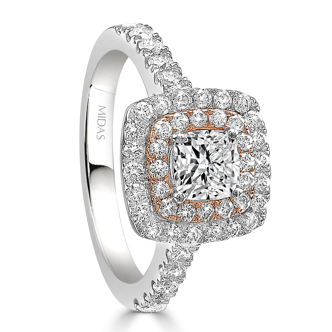 Cushion Cut Double Halo Pavé Diamond Engagement Ring