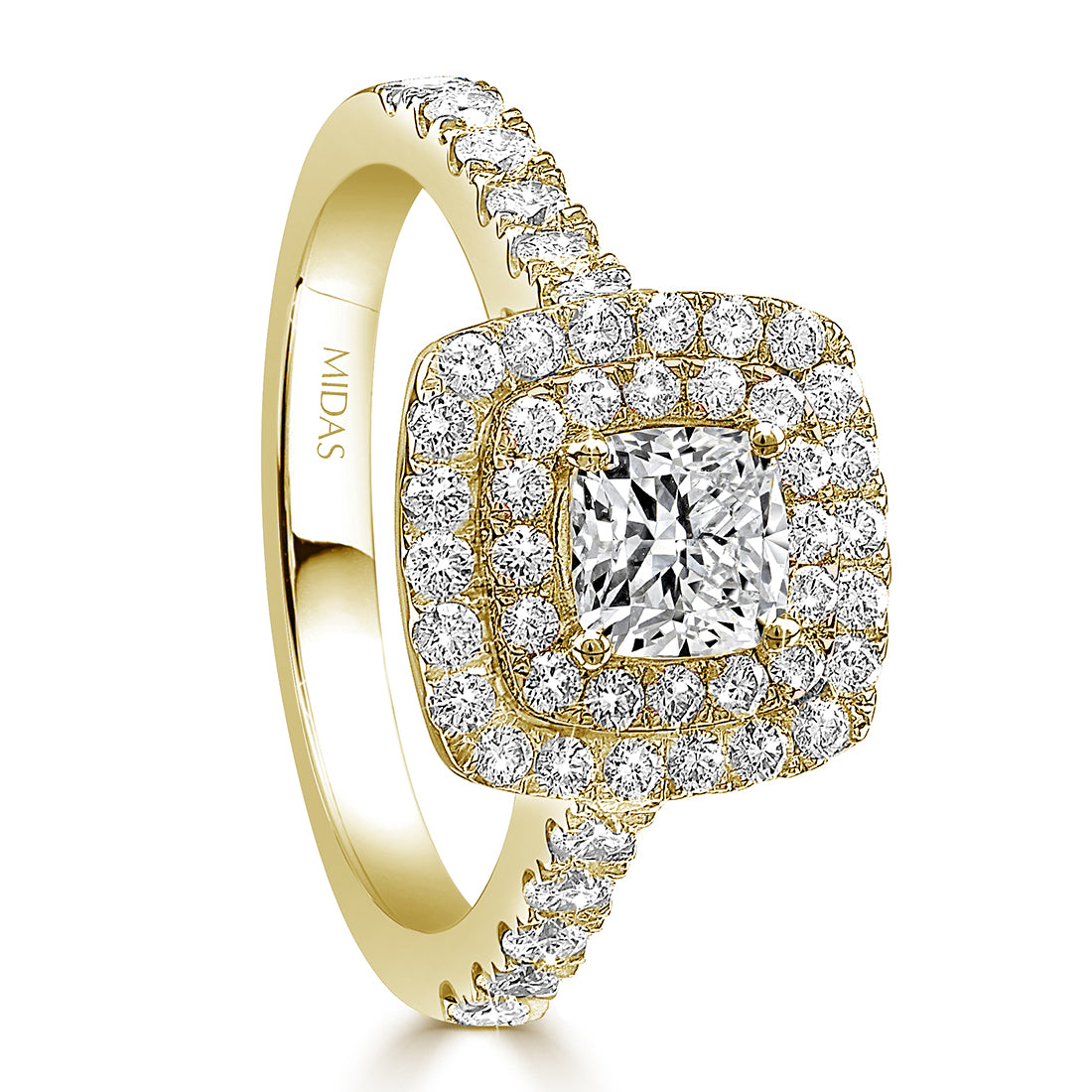 Cushion Cut Double Halo Pavé Diamond Engagement Ring