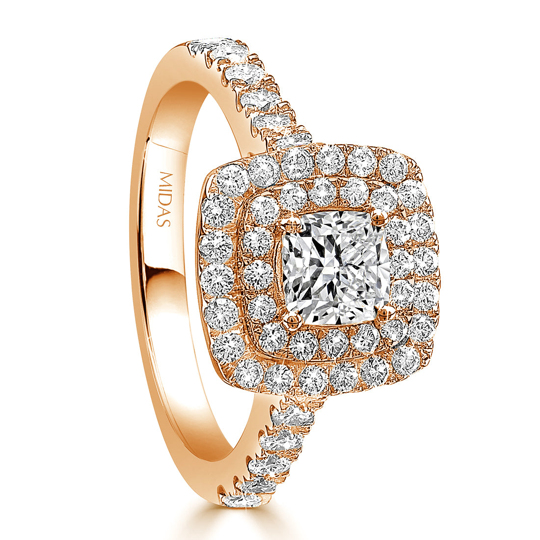 Cushion Cut Double Halo Pavé Diamond Engagement Ring