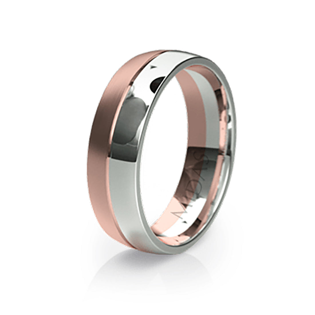 Classic Flat Court Two Toned Wedding Band Ring