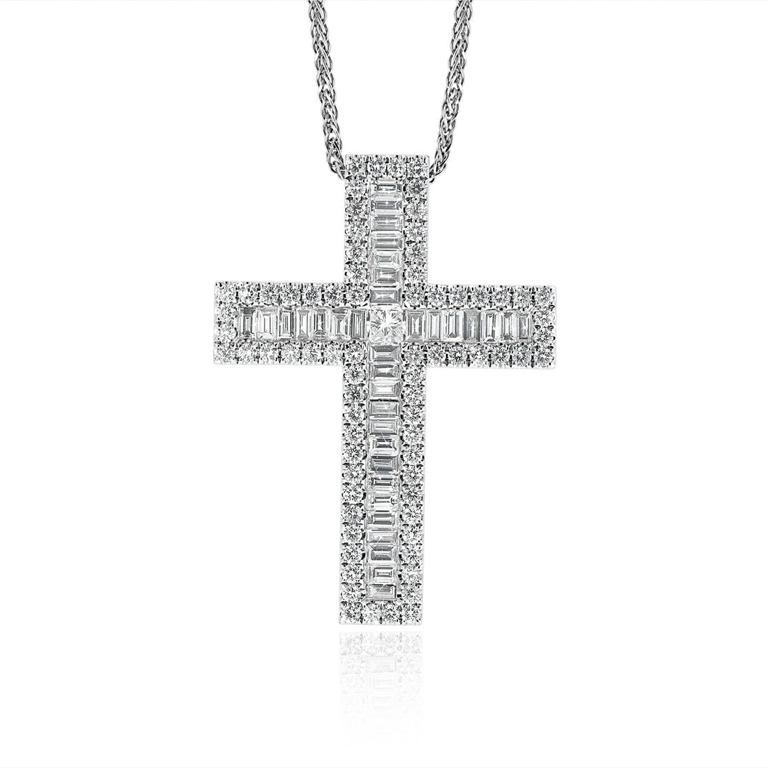 Unique Baguette Diamond Cross Pendant