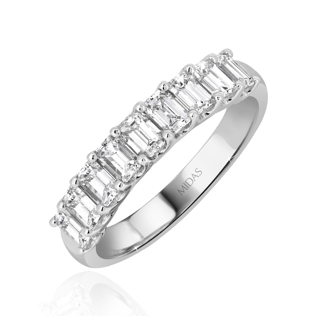 Emerald Cut Diamond Channel Set Wedding Band