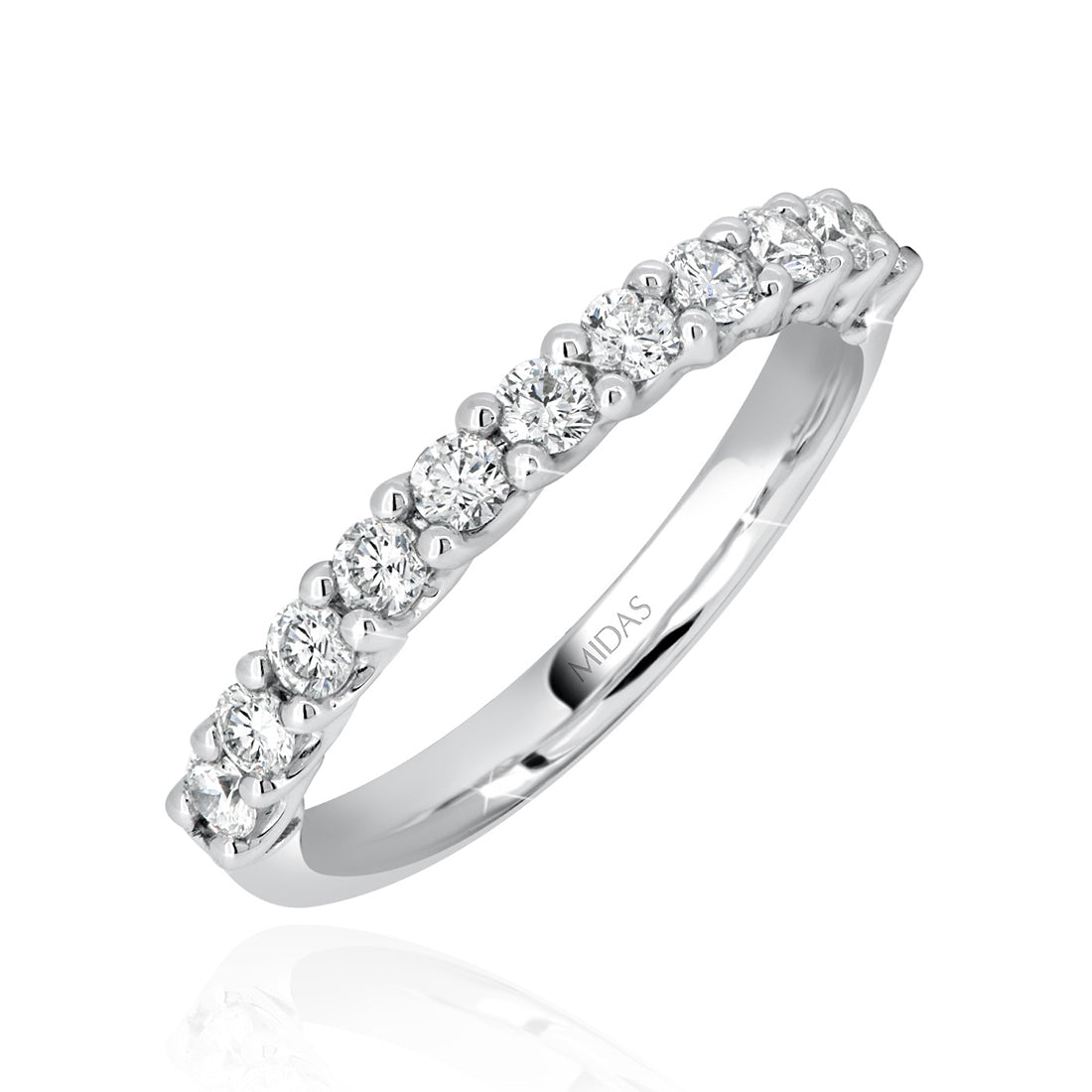 Round Cut Half Eternity Diamond Wedding Band