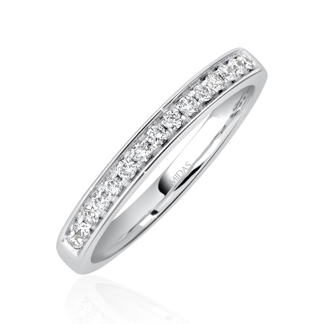 Round Cut Diamond Channel Set Slim Eternity Wedding Band