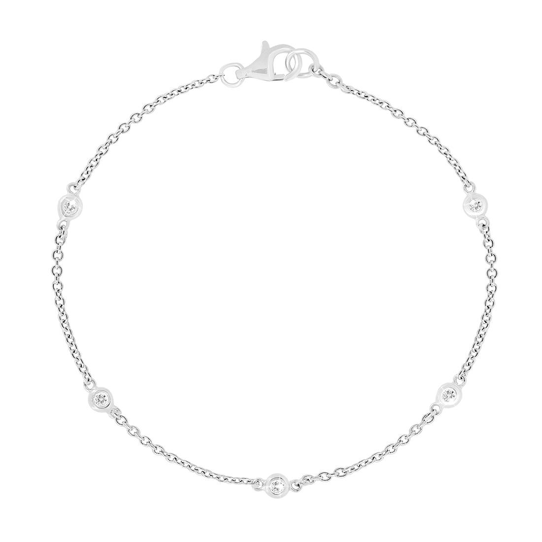 Round Brilliant Cut Diamond Bezel Station Bracelet