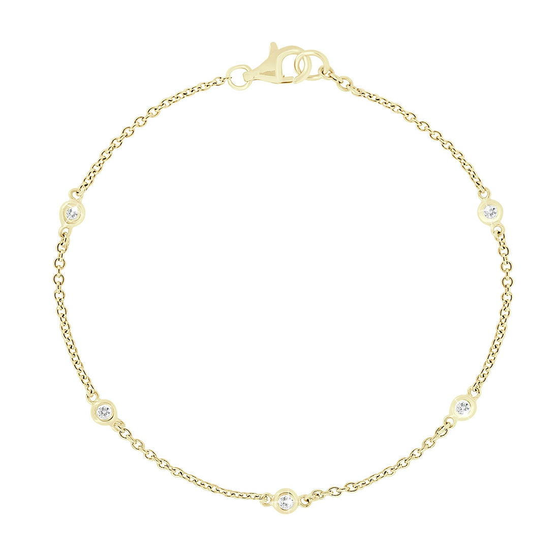 Round Brilliant Cut Diamond Bezel Station Bracelet