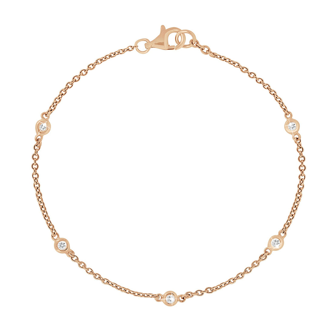 Round Brilliant Cut Diamond Bezel Station Bracelet