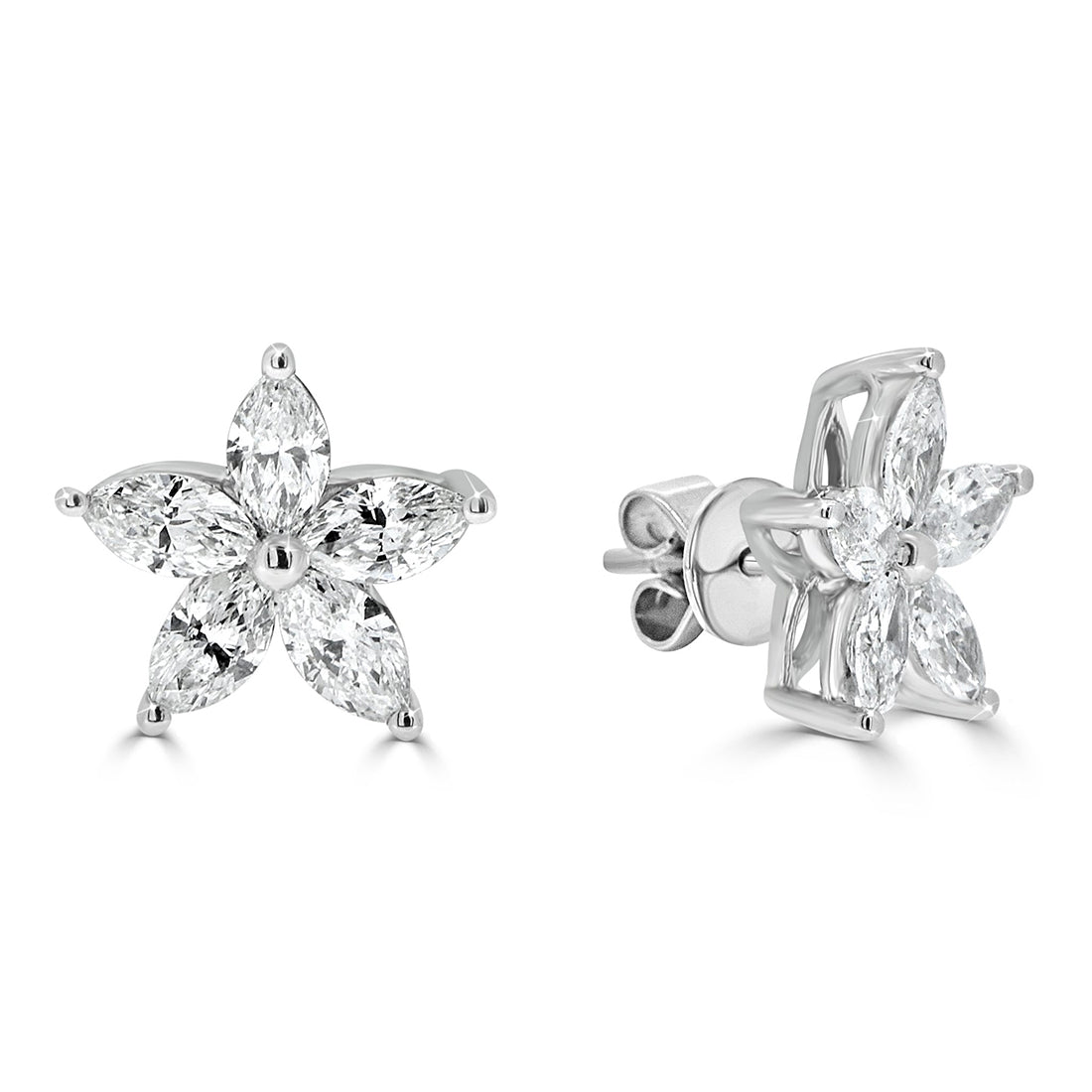 Marquise Cut Petal Stud Earrings