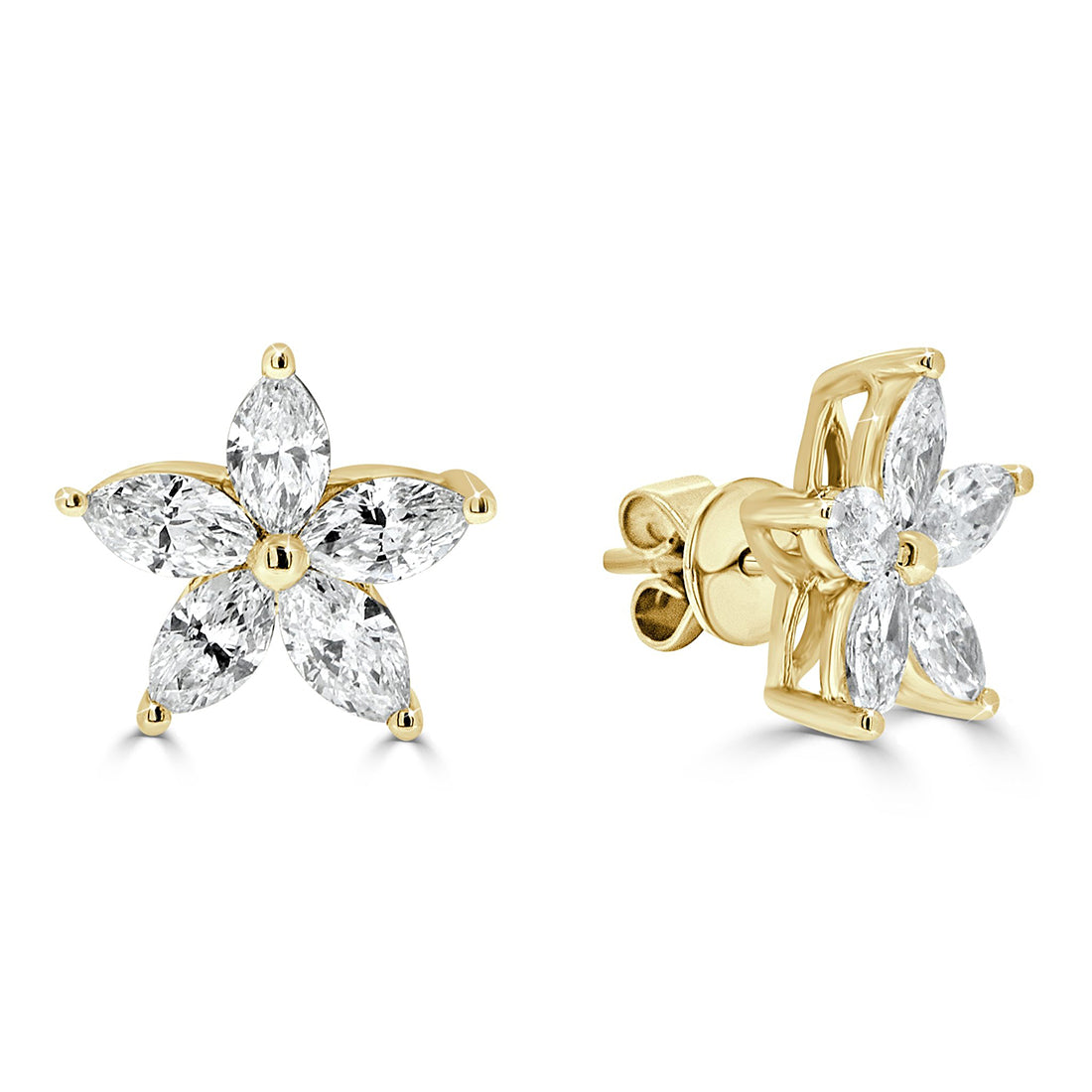 Marquise Cut Petal Stud Earrings