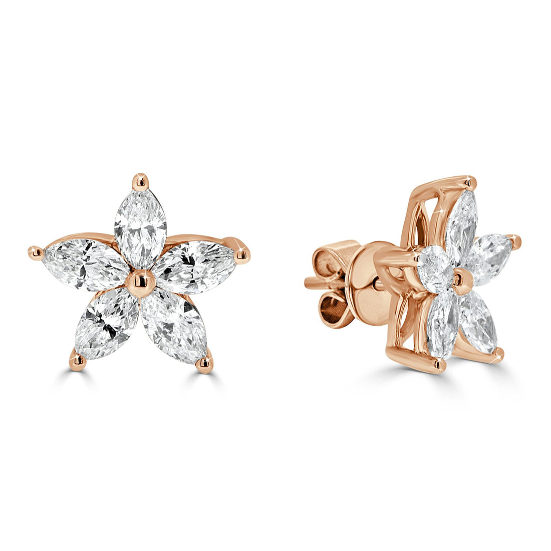 Marquise Cut Petal Stud Earrings