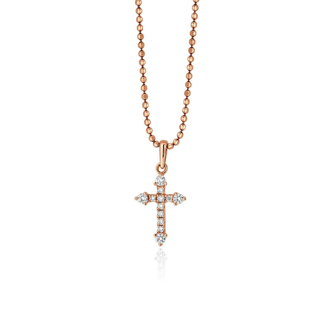 Gold Round Diamond Petite Cross
