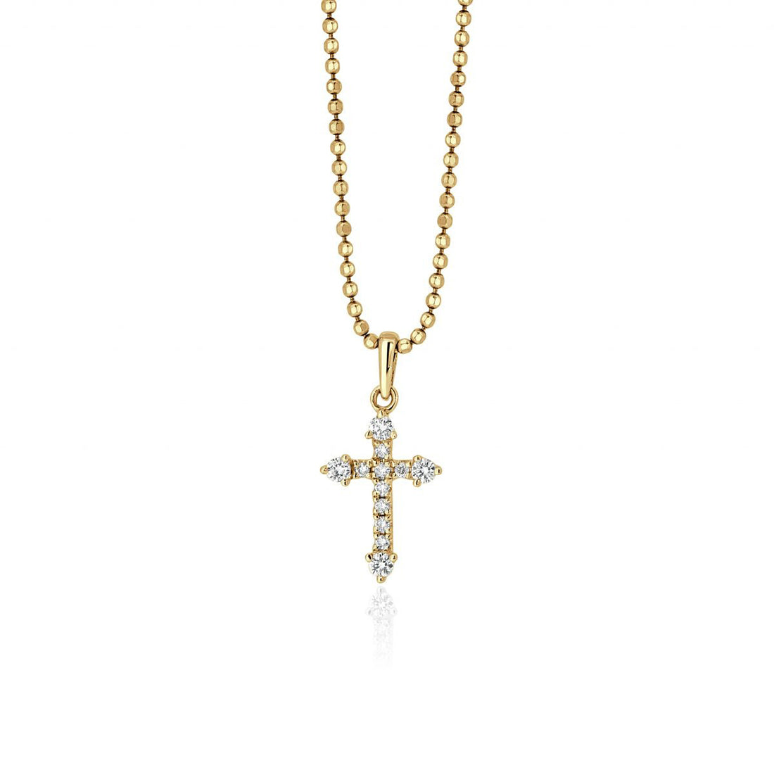 Gold Round Diamond Petite Cross
