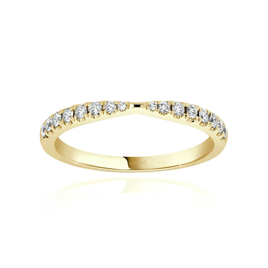 Round Cut Pavé Curved Diamond Wedding Band