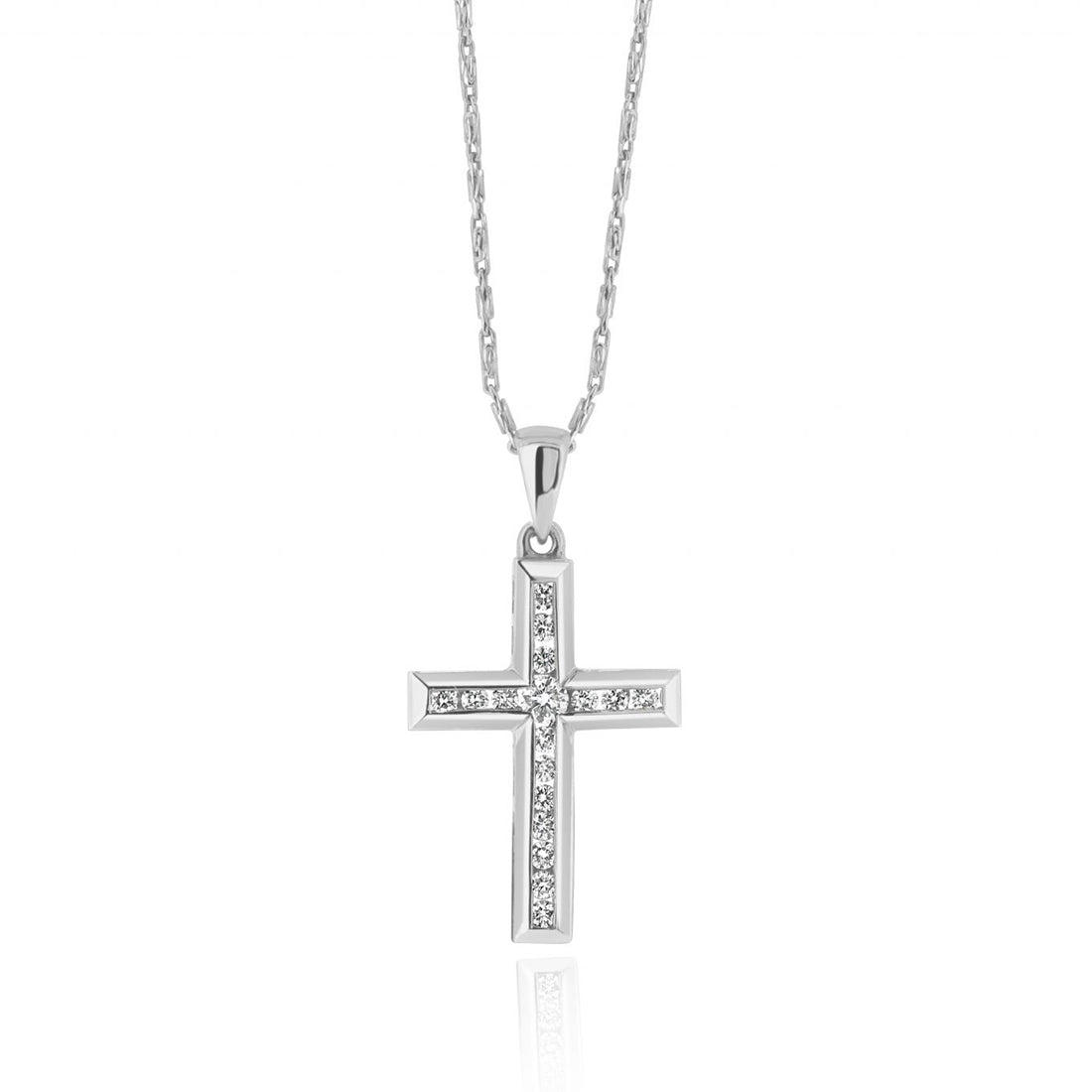 Chic Diamond Cross Pendant with Exquisite Larger Centre Diamond