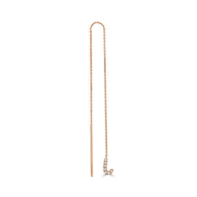 Initial 'J' Chain Single Earring with Round Cut Diamonds