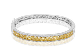 Radiant Cut Yellow Diamond Pavé Hinged Bangle