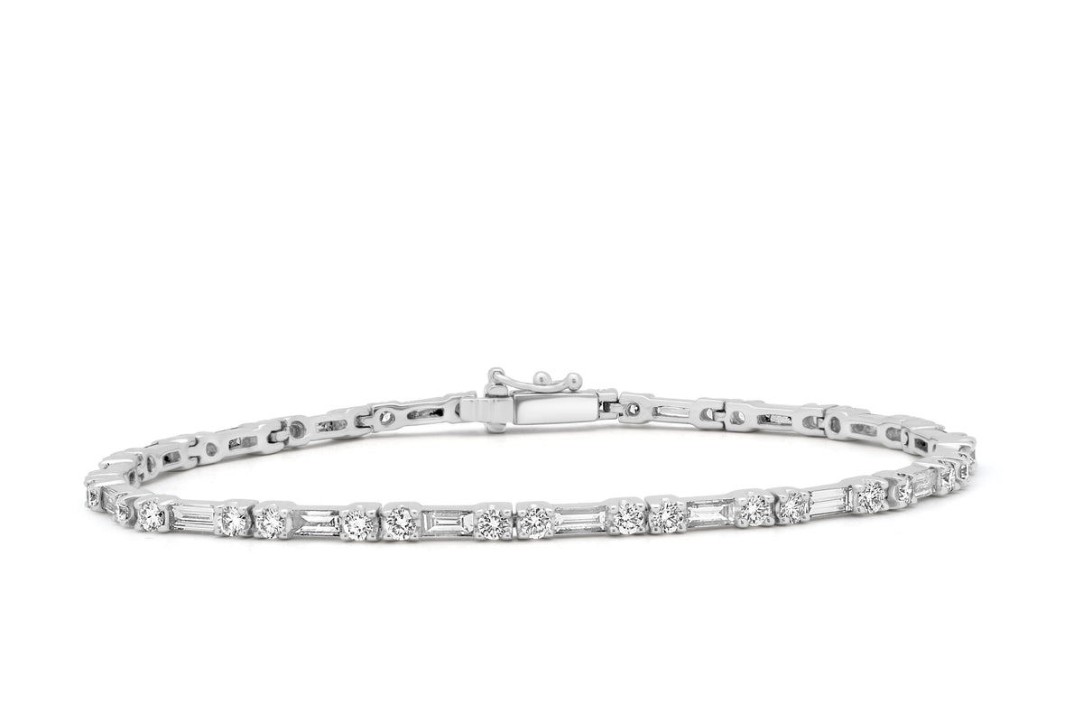 Round Brilliant and Baguette Tennis Bracelet