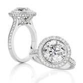 LG Round Brilliant Cut with Seamless Halo and Pavé Gallery Engagement Ring