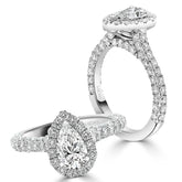 LG Brilliant Pear Cut Halo with Pavé Band Diamond Engagement Ring