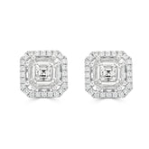 Asscher Cut Diamond Pavé Halo Stud Earrings