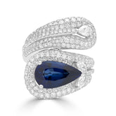 Enchanted Sapphire and Diamond Serpent Ring