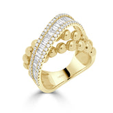 Gold Beaded Diamond Dress Ring