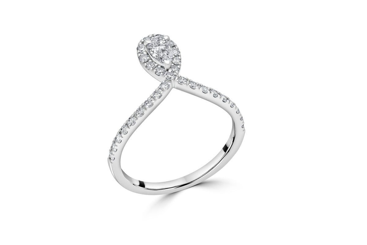 Dainty Pear Halo Ring
