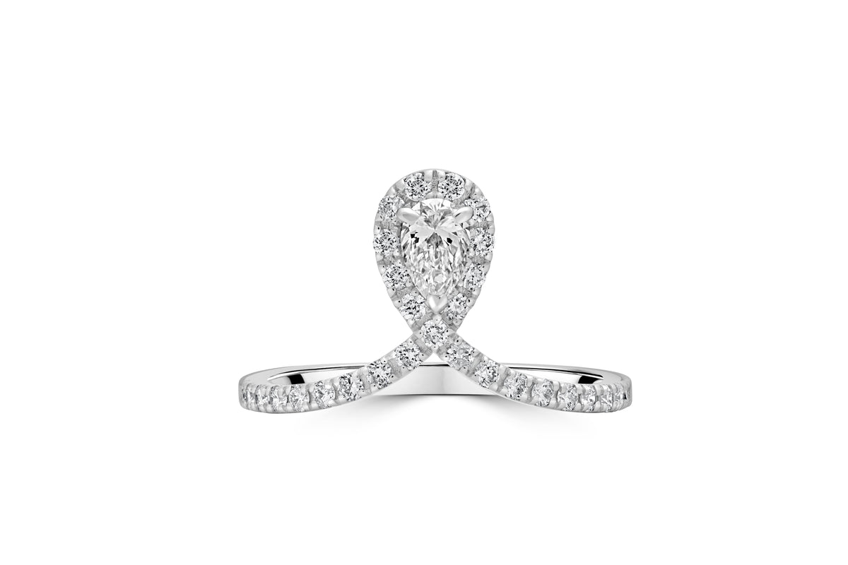 Dainty Pear Halo Ring