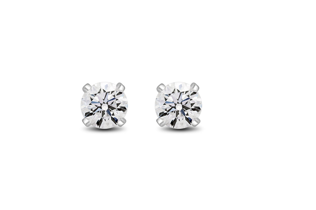 Round Brilliant Four Claw Stud Earrings