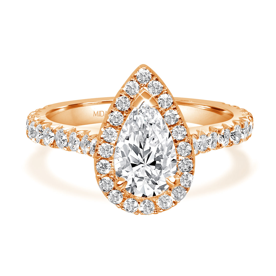 LG Pear Cut Seamless Halo Dazzling Diamond Engagement Ring