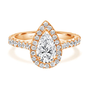 LG Pear Cut Seamless Halo Dazzling Diamond Engagement Ring