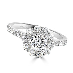 LG Round Brilliant Floral Halo Diamond Engagement Ring