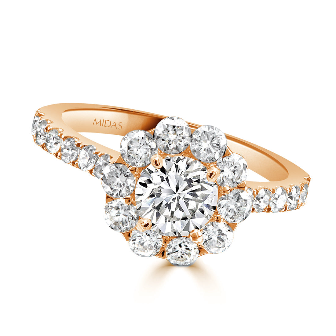 LG Round Brilliant Floral Halo Diamond Engagement Ring