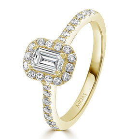 LG Emerald Cut with Round Brilliant Halo Diamond Engagement Ring